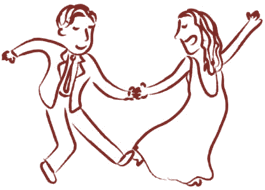 Novios bailando cogidos de la mano